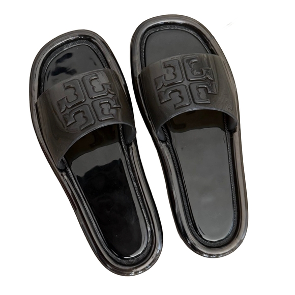 Tory Burch Black Bubble Jelly Slides - Picture 3 of 10